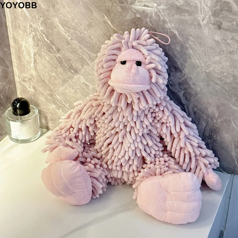 

Absorbent Gorilla Doll Chenille Hand Towel Three-dimensional Fluffy Animal Washcloth Hanging Skin-friendly Kids Towel
