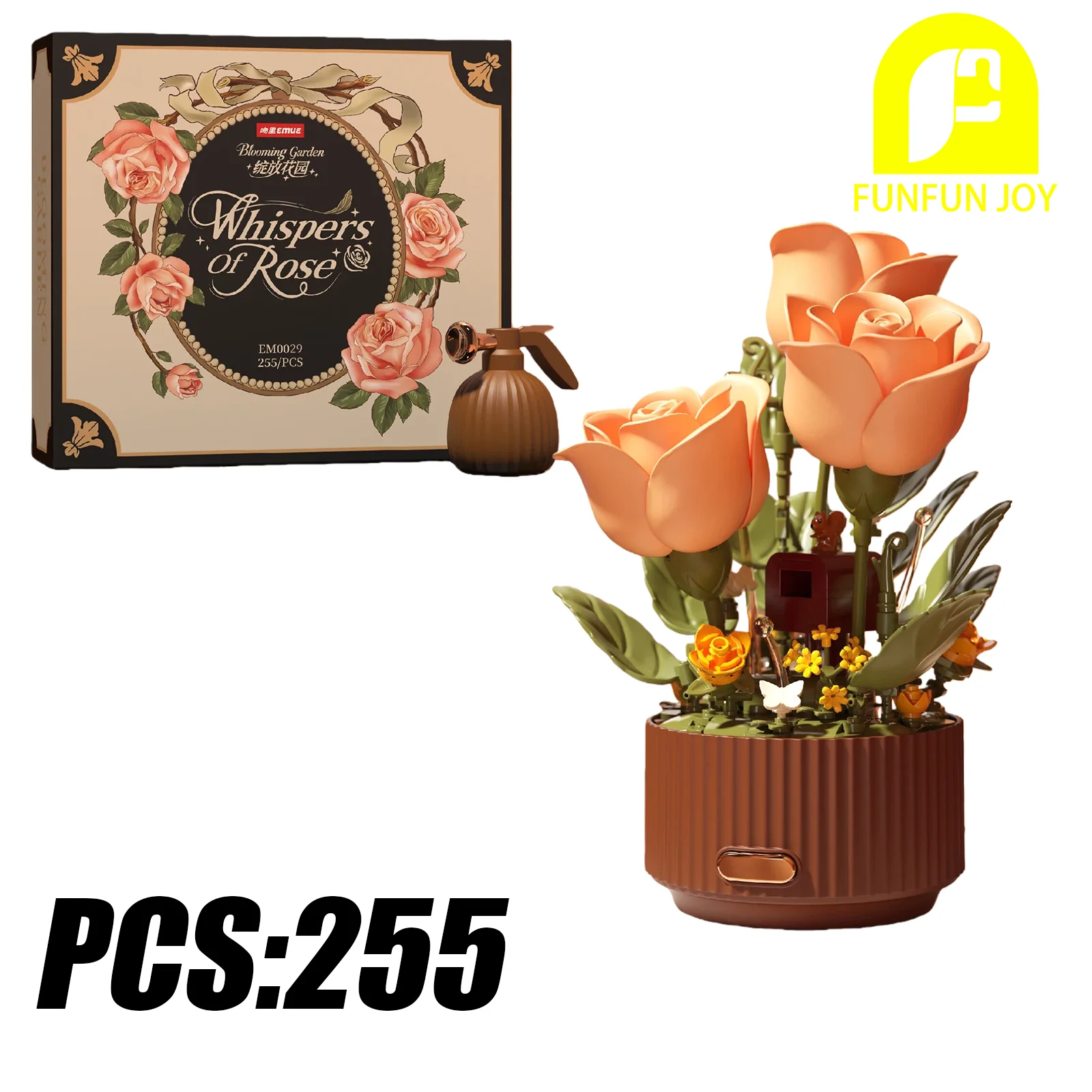 Moc 255 pçs kit de blocos de construção de flores elétricas romântico requintado modelo decoração criativa diy montagem brinquedo presentes para namorada