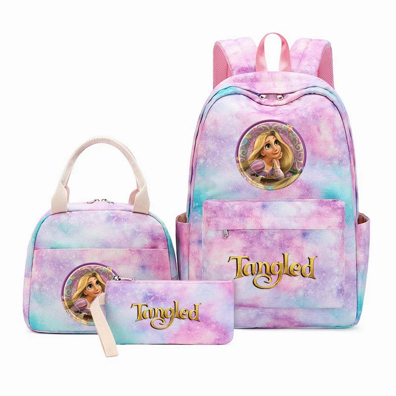 

3Pcs Disney Tangled Rapunzel Princess Backpacks Teenager with Lunch Bag Travel Backpack Colorful Girls School bags Mochilas Sets