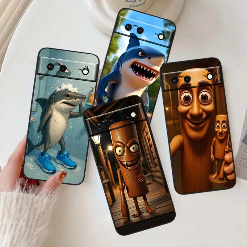 

Tung Tung Sahur Anime Art For Google Pixel 10 9a 9 8A 8 7 7A 6 6A Pro XL 2024 5G Black Soft TPU Silicone Phone Case