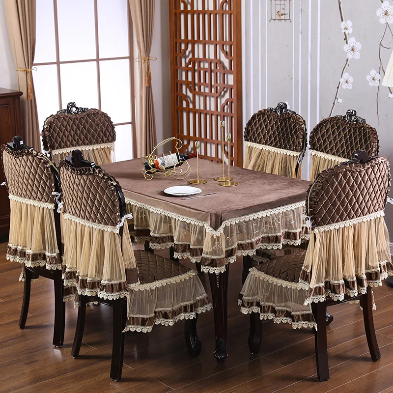 

Promotion European Tablecloth Table Skirt Dining Room Chair Cover Wedding Chair Cover With Lace Seat Chairs For Kitchen Covers