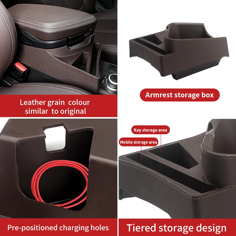 Car Armrest Storage Box Center Console Organizer For BMW X1 F48 X2 F49 F39 2016-2022 LHD Stowing Tidying Interior Accessories