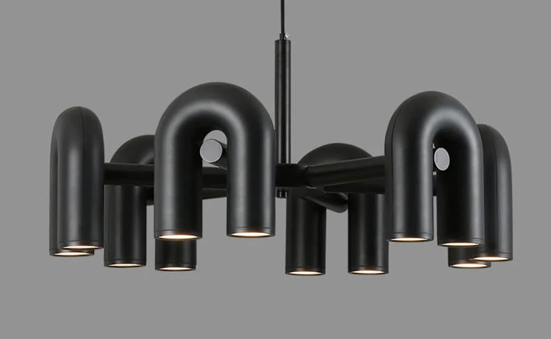 Art Chandelier Black Orange Gray Metal