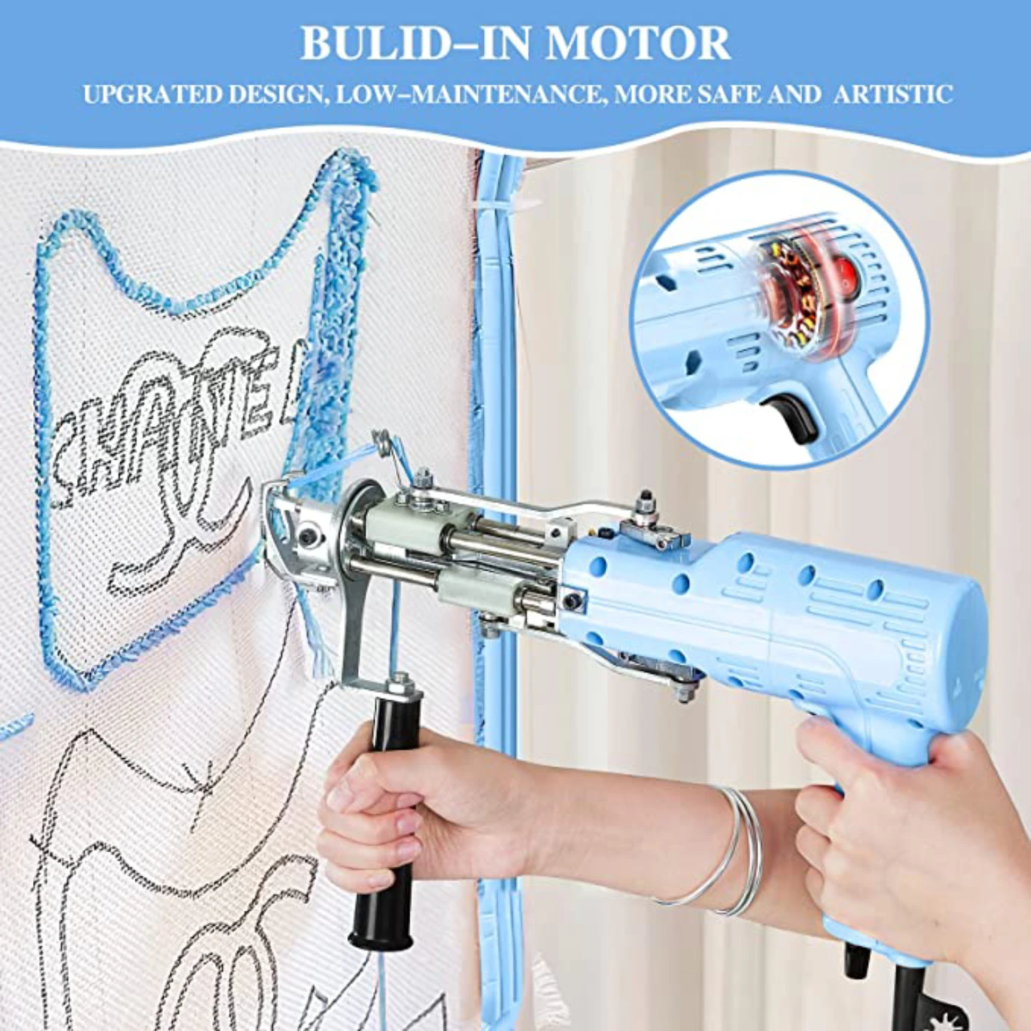 Imagem -04 - Nova Atualização Tufting Gun em Rug Gun Cut Pile e Loop Pile Electric Carpet Rug Gun Rug Maker Machine para Faça Você Mesmo Lover