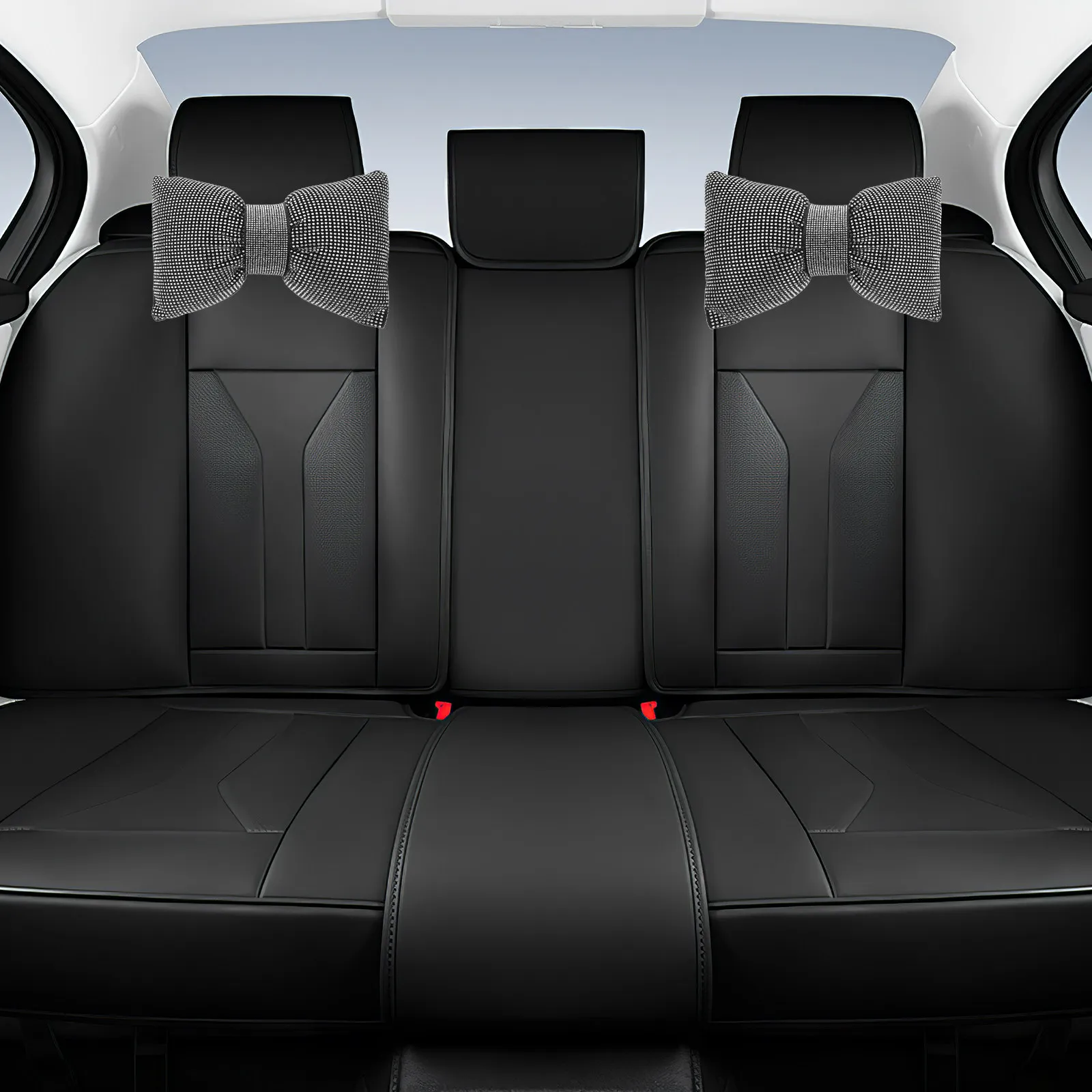 

Комплект из 2 автомобильных подушек для шеи с бантом и стразами, подушка-подголовник для автомобиля, мягкая подушка из полипропиленового хлопка для поддержки шеи, комфортная, для снятия усталости при вождении