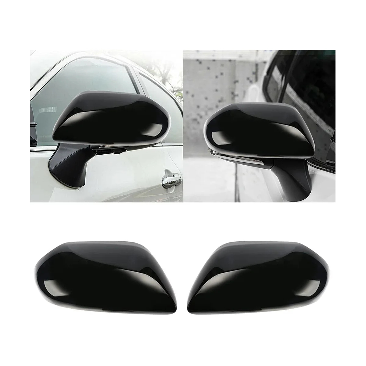 Side Door Mirror Caps + Door Handle Covers Replace for Toyota Camry 2018 2019 2020 2021 2022 2023 Accessories (Black)