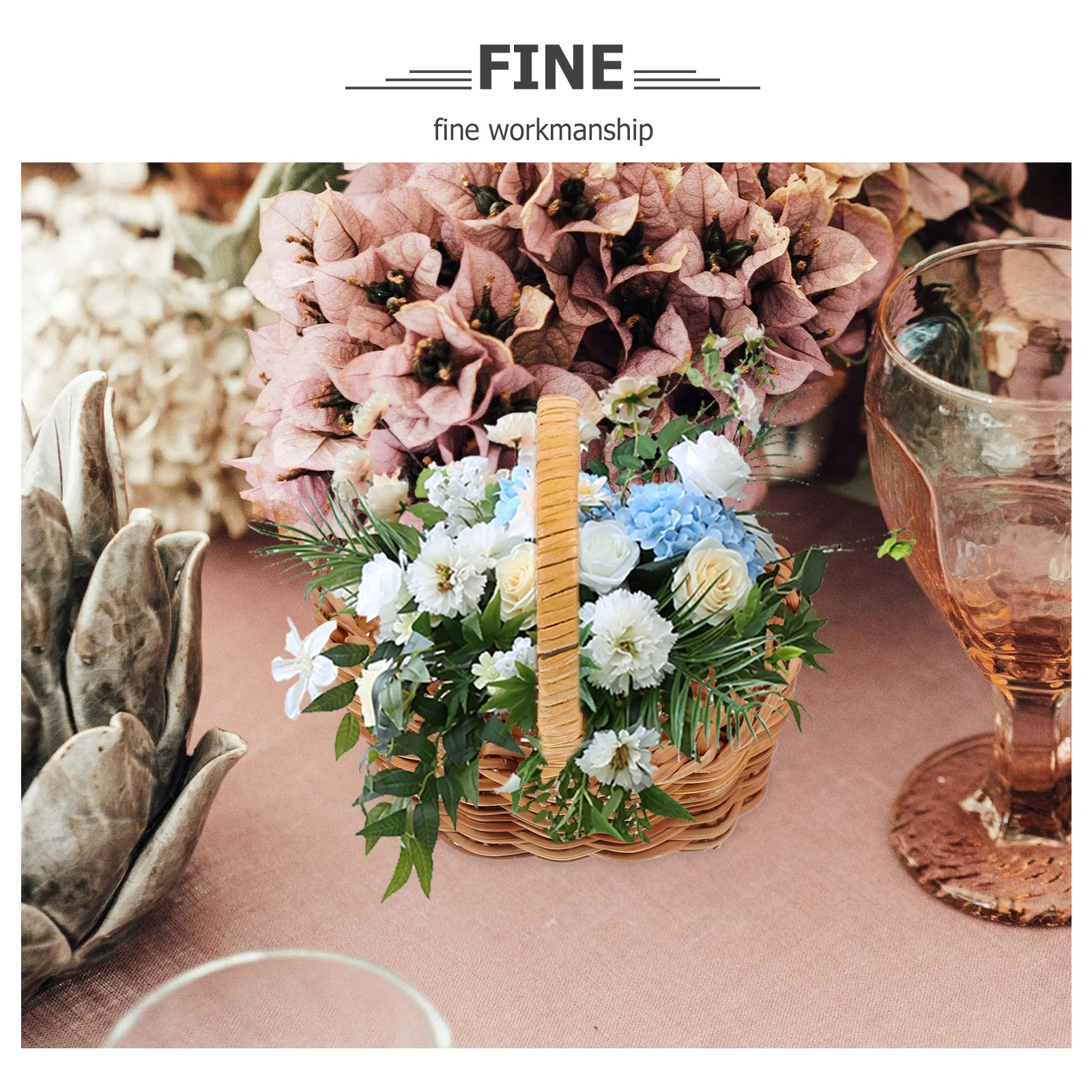 4 Pcs Mini Basket House Accessories Retro Decor Small Baskets Flower Woven Rattan Bread