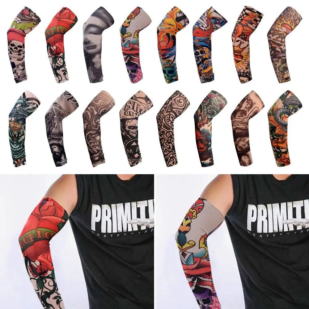 1Pcs New Sun Protection Flower Arm Sleeves Outdoor Sport Summer Cooling Arm Cover Sportswear UV Protection Tattoo Arm Sleeves