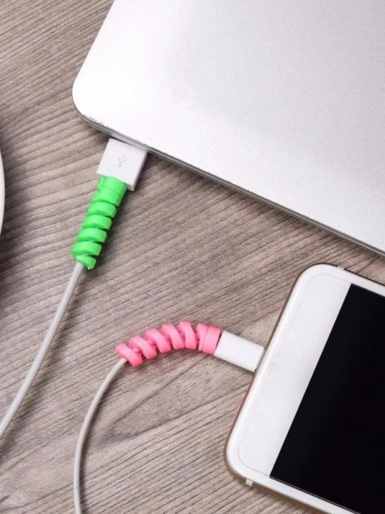 USB Cable Protection Sleeve Spiral Silica Gel Power Line Protective Cover Charging Cable Protection Anti-Break Anti-Crack Univer