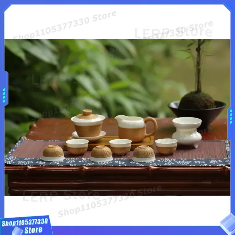 Sichuan Hand Woven Ceramic Tea Set Eco Friendly Traditional Kung Fu Teapot Cup Set for Home Office Gift Decoration Eco