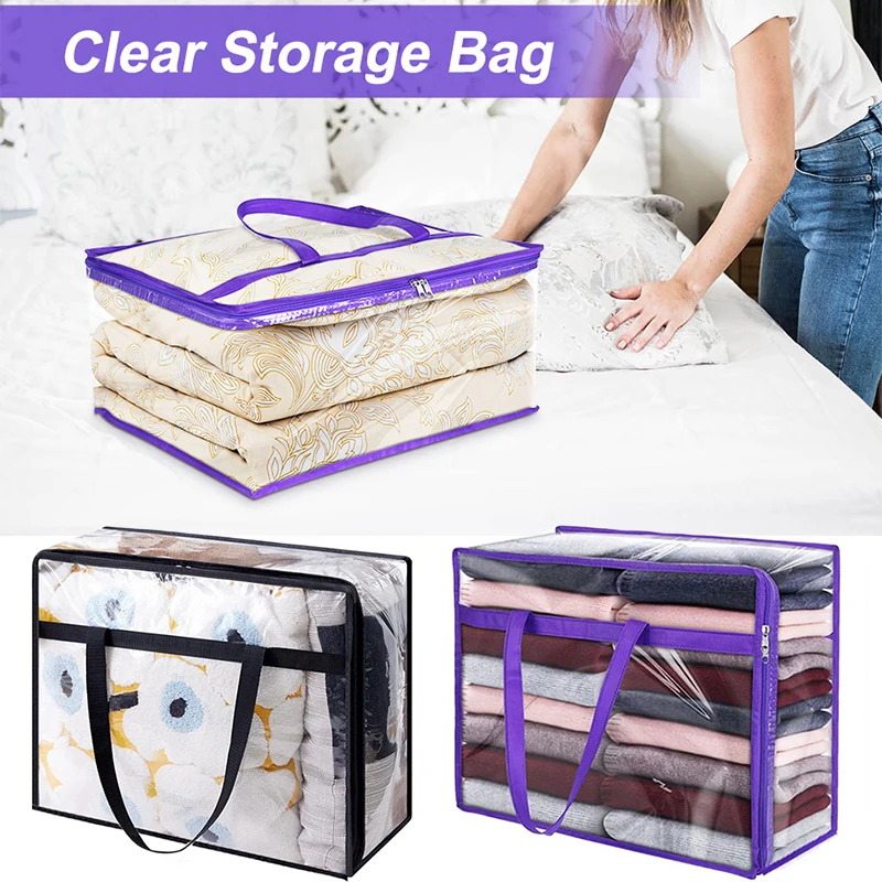 

PVC Transparent Clothes Storage Bag Large Capacity Waterproof Dustproof Clothing Blanket Toy Finishing Bag Moving Luggage Bag