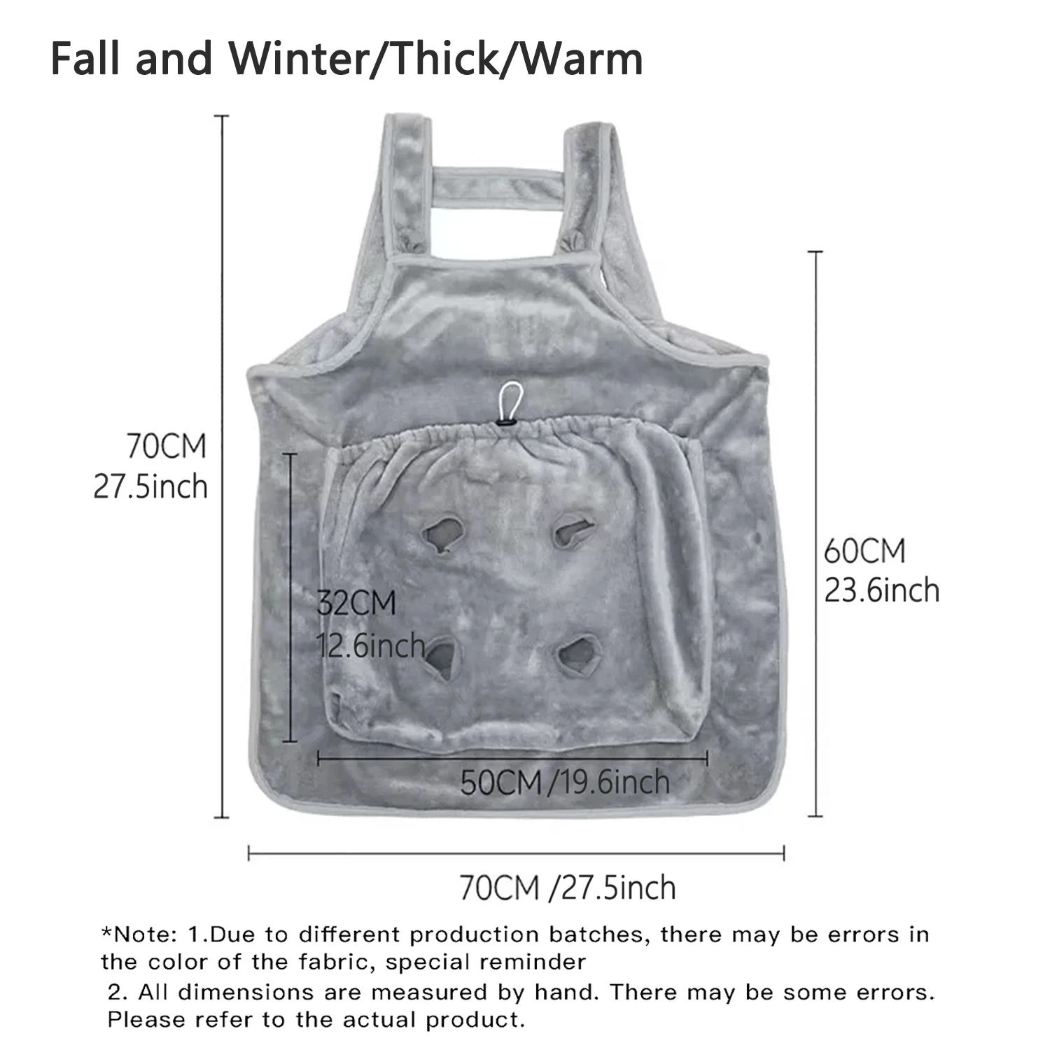 Cozy Cat Carrier Apron Winter Plush Cat Grooming Apron With Holes For Indoor Outdoor- Hanging Chest Bag And Sleeping