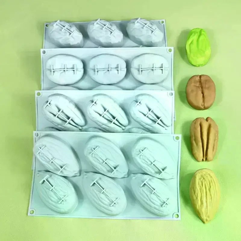 /PFU/Almond/Pistachio/Pecan/Coffee Bean Pudding Mousse Silicone Mold DIY Chocolate Ice Cream Mould Cake Decorating Tools Large