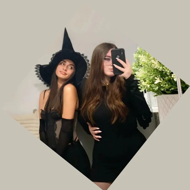 Halloween Folds Witch Wizard Black Hat Party Costume Cosplay copricapo Devil Cap puntelli decorazione forniture per donne adulte uomini