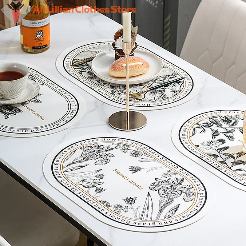 Leder Tischset ovale öl beständige Tisch matte Home Dining Küchentisch Tischset Design Esszimmer wasserdichte hitze beständige Wohnkultur