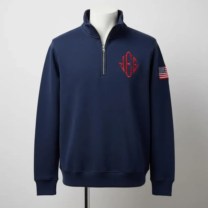 Sudadera Vintage Y2K 2026 con Bordado, Cuello Alto, Cierre de Cremallera, Estilo Holgado, Informal, Deportivo, Streetwear, Unisex para Hombre