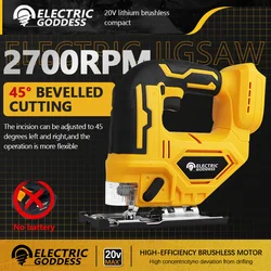 Elektrische Godin 2700 RPM Draadloze Jigsaw Elektrische Decoupeerzaag Draagbare Multifunctionele Houtbewerking Elektrisch Gereedschap Voor Dewalt 20 V Batterij