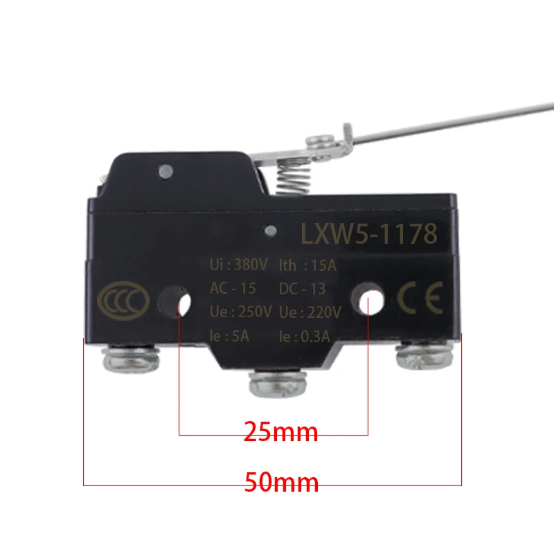 1Pcs LXW5-1178 15A 380V High Temperature Resistant Small Waterproof Silver Contact Long Handle Limit Switch Trip Switch