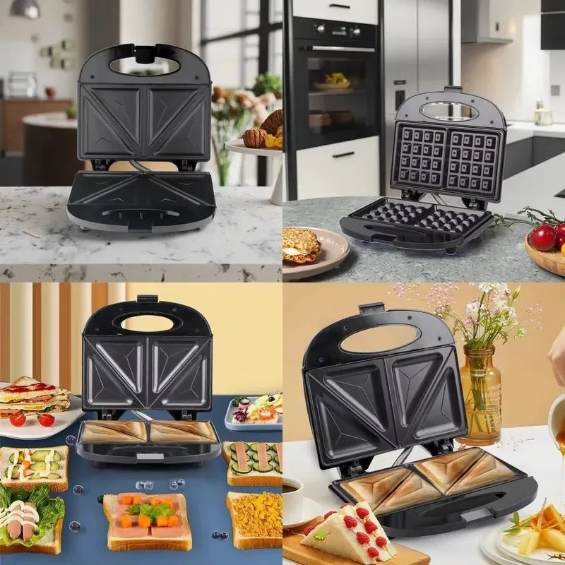 for Mini Electric 3-in-1 Breakfast Machine Semi-Automatic Egg Waffle Cup Cake Grill Bakelite Popular Snack Machine Frying Pan