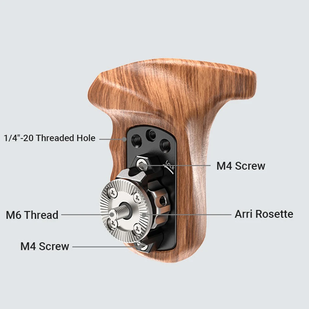 SmallRig For Sony a7II/a7RII/a7SII Camera Cage Right Side Wooden Handle with ARRI Rosette for Shoulder Mount Support Rig - 1941