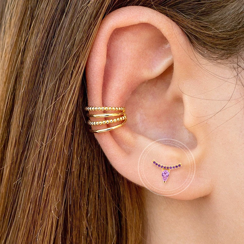 925 Sterling Silver Ear Needle Water Drop Stud Earrings Blue/White/Purple/Green Zircon Small Earrings For Women Korean Jewelry