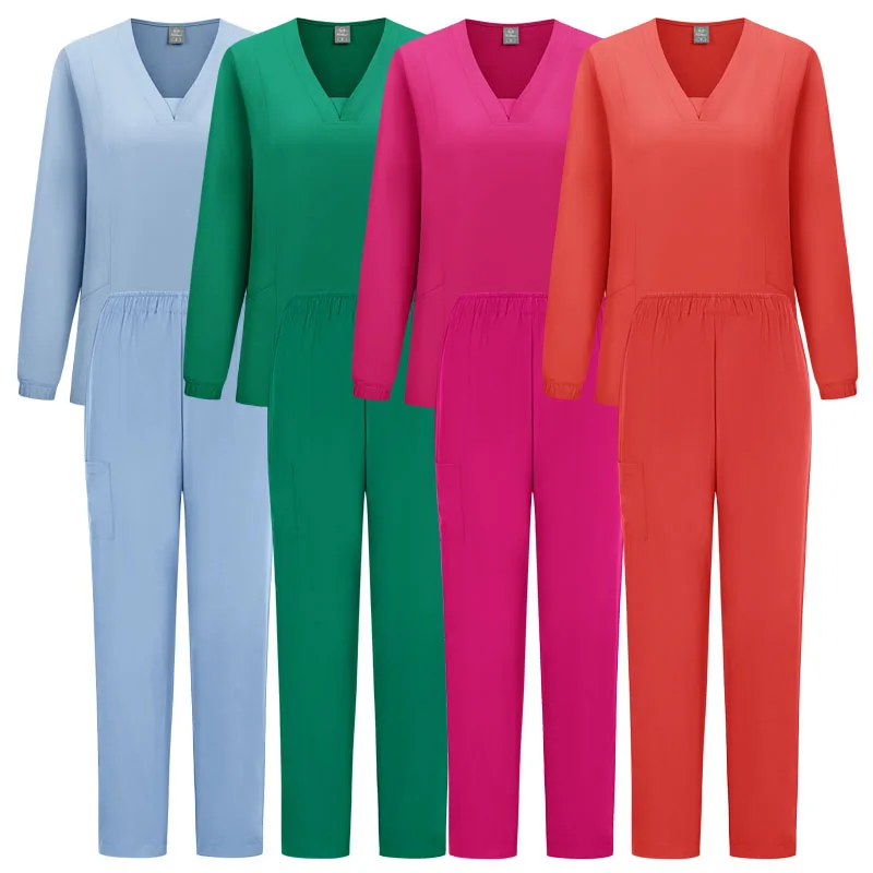 

Scrubs Men Women Wholesale Scrubs Uniforms Medical Jogger Set Nurses Accessories Dental Clinic Pet Grooming Scrub Top Pants Sets