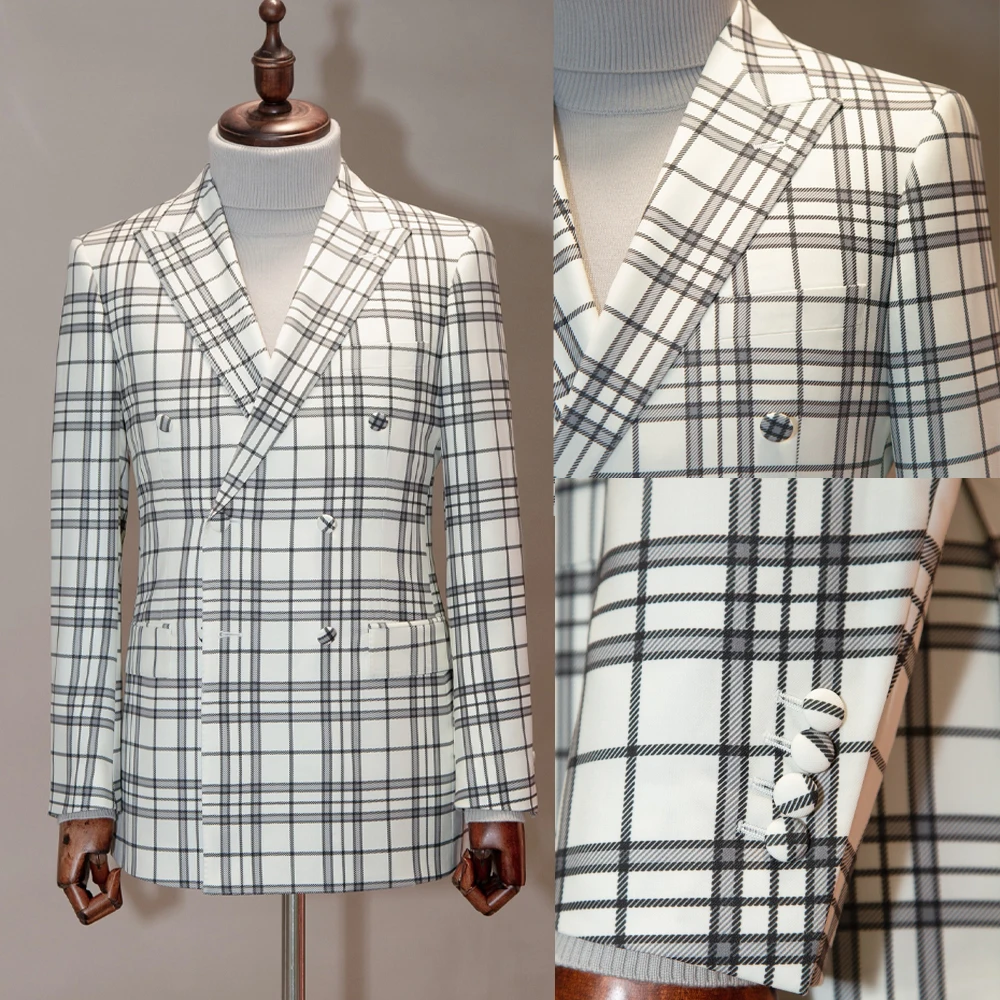 

Fashion Wedding Suits 2 Pieces Blazer Double Breasted Crystals Groom Tuxedos Prom Formal Custom Made traje de hombre