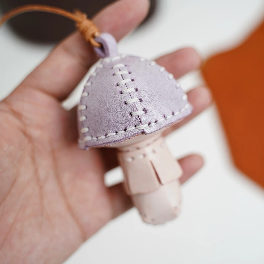 Genuine Leather Mushroom Pendant Creative Handmade Fashion Delicate Handbag Ornament Cute Personalized Bag Accessories