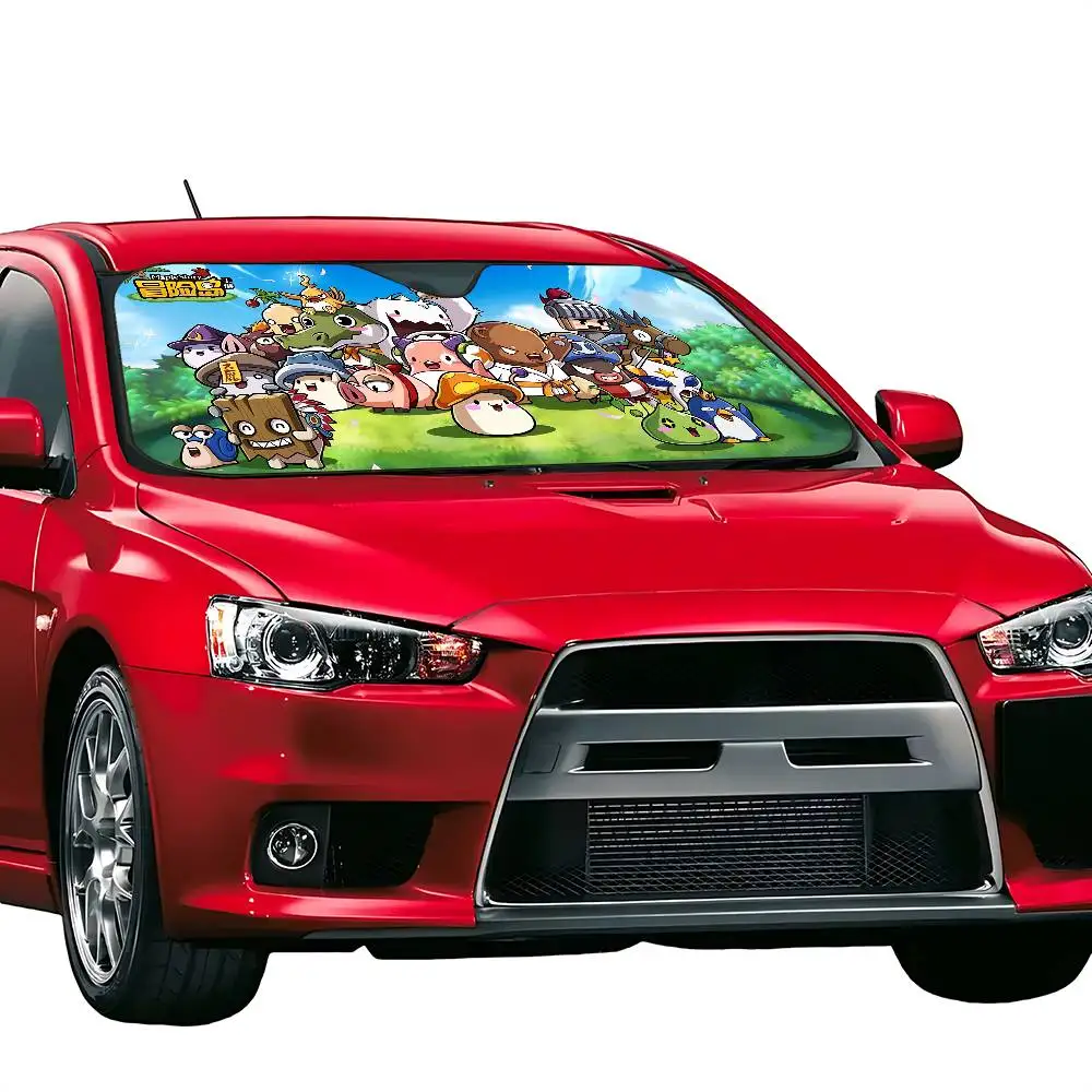 M-maplestory jogo carro pára-sol cortinas pára-brisas janela dianteira viseira 70x130cm viseira de sol solar proteger xadrez presente novidade carro