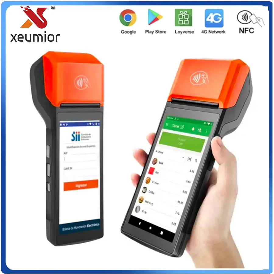 4G Android 14.0 RAM 3GB ROM 32GB Handheld POS Terminal with Printer Wifi NFC Smart Mobile POS Devices with Barcode Scanner H10P