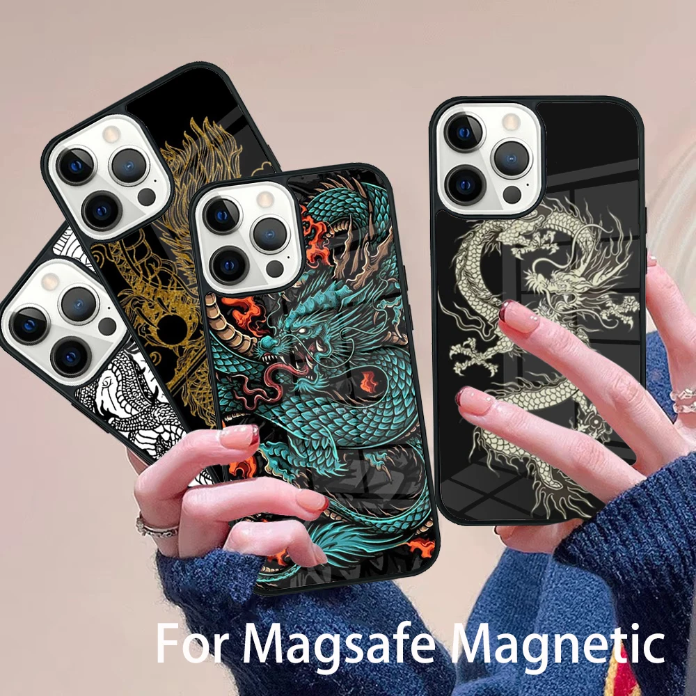 

Chinese Dragon Phone Case Magesafe Magnetic Wireless Charge Cover For IPhone 16 11 12 13 14 15 Pro Max Plus Mini