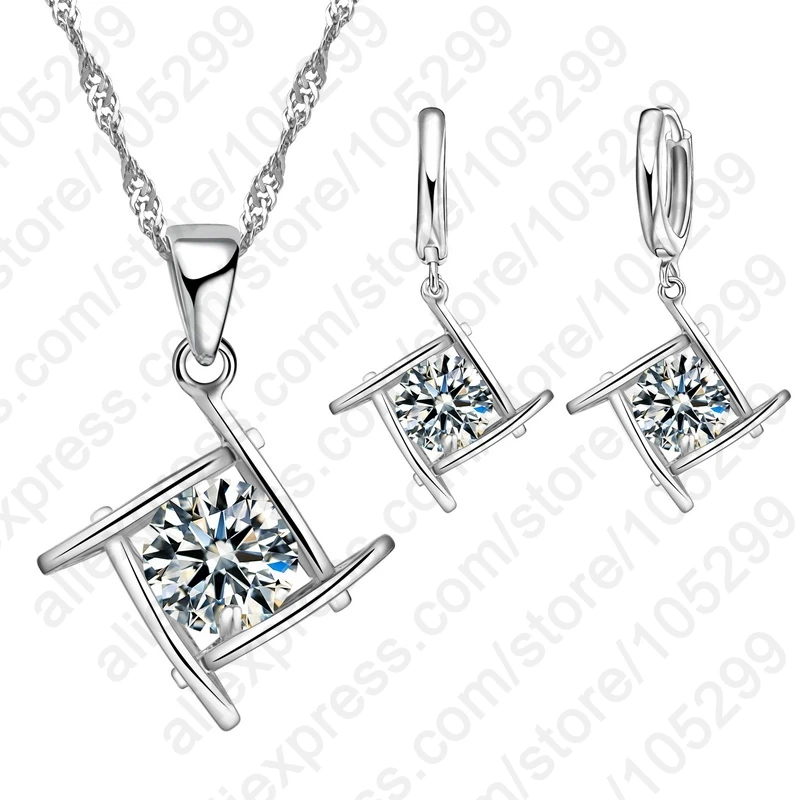 Hot Sale 925 Sterling Silver Hollow CZ Pendant Jewely Sets Classic Women Birthday Jewelry Gifts