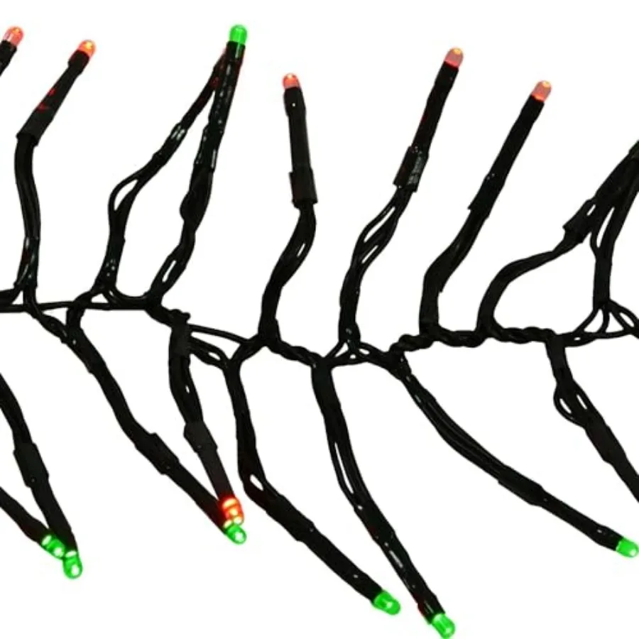 Cluster Rice Lights 25FT 1000 Red and Green Twinkling LEDs Connectable Indoor/Outdoor Decorative String Lighting