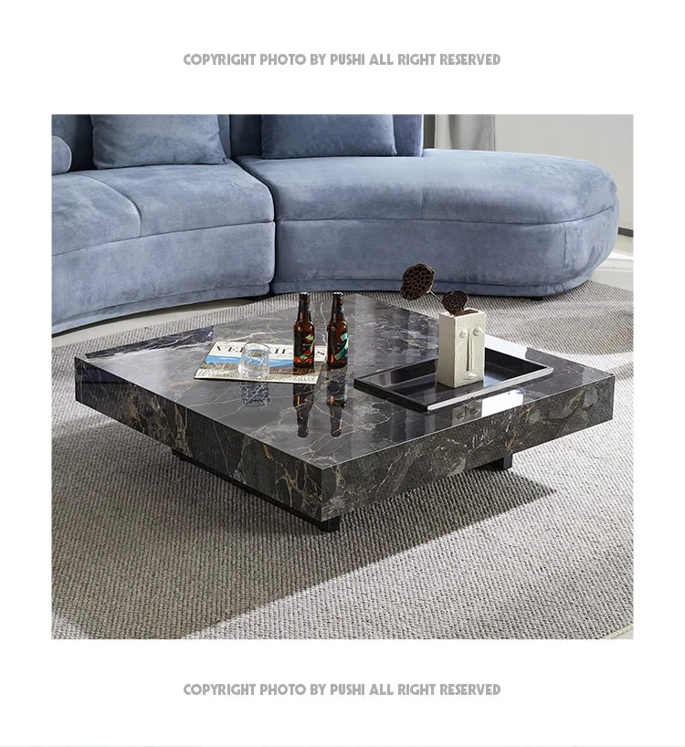Nordic Modern Minimalist Stone Plate Small Apartment Square Tea Table