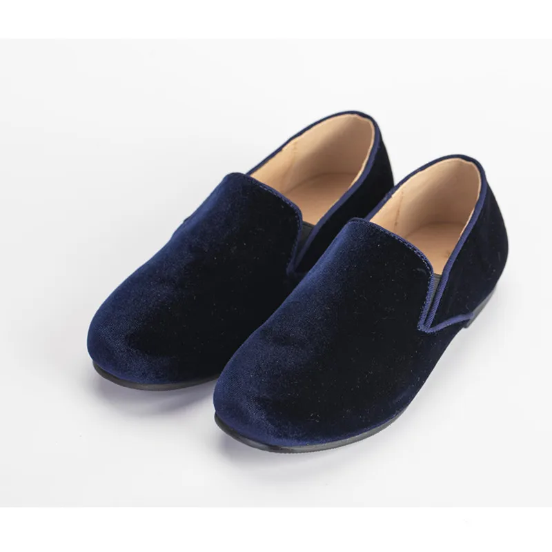 AP velvet loafers baby teen kids boys fashion fall winter velour casual flat slip shoes boy leather black blue gray shoe