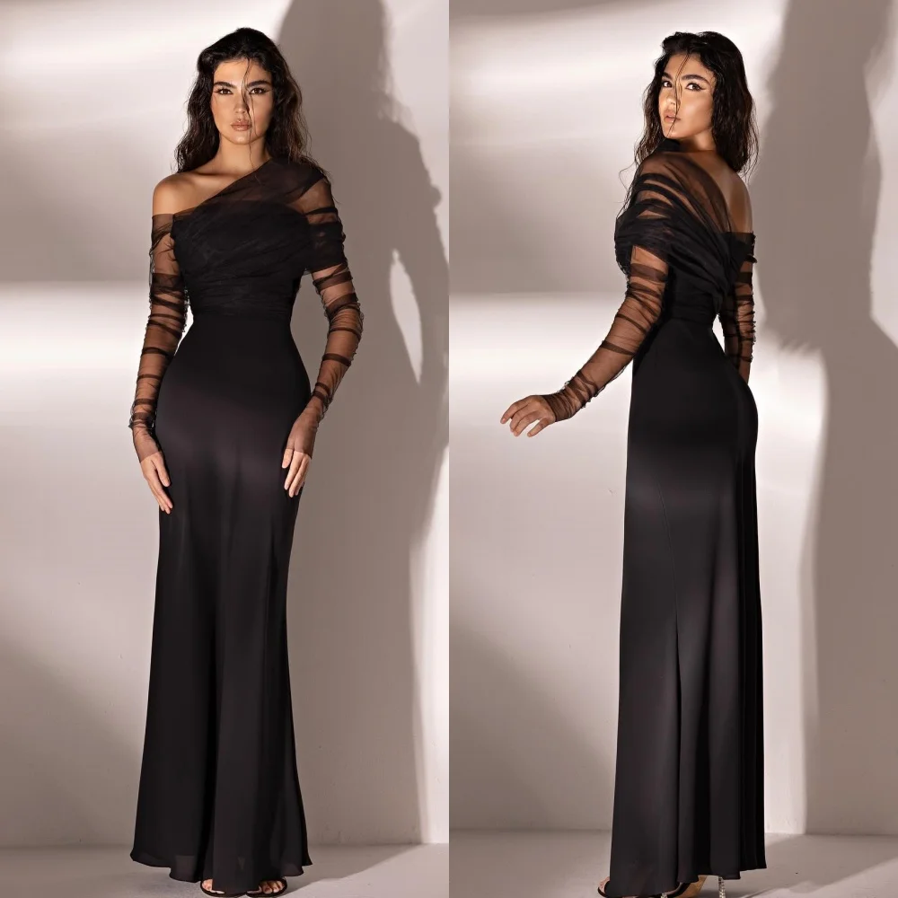 

Customized High Quality Casual Chiffon Pleat Ruched Draped Mermaid One-shoulder Midi Dresses Cocktail Dresses Sizes Available Ex