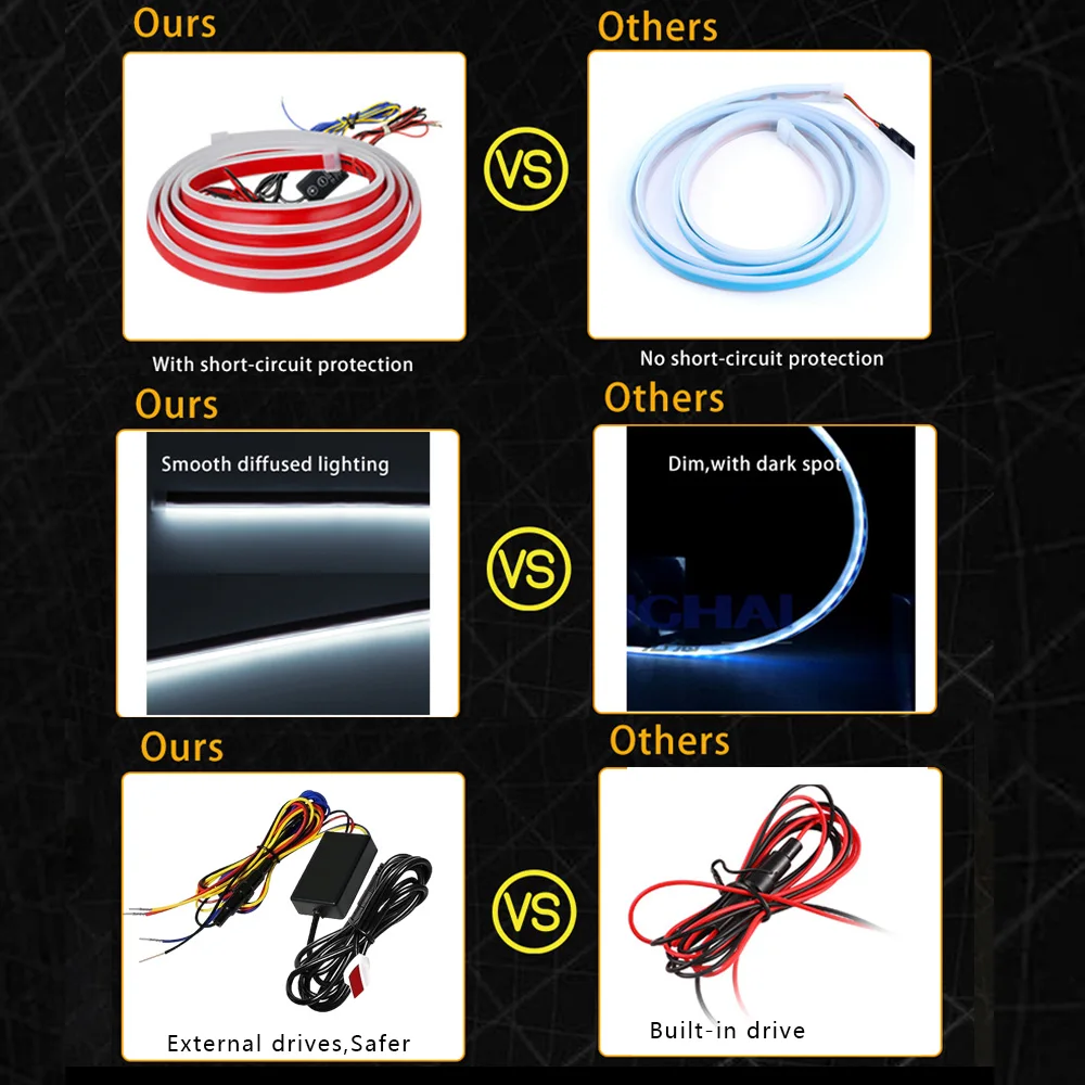 RGB Dynamic Scan Start Up DRL Daytime Running Lights Strip with Turn Signal Lamp Flexible Car SUV Led Hood Light 12V APP Control view 6
