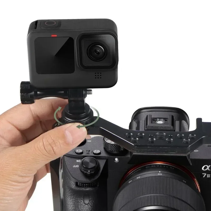 360 قطب الحذاء البارد قاعدة ترايبود محول جبل ل GoPro 11 عمل ل DJI Osmo عمل 4 كاميرات قفص رصد قوس LED