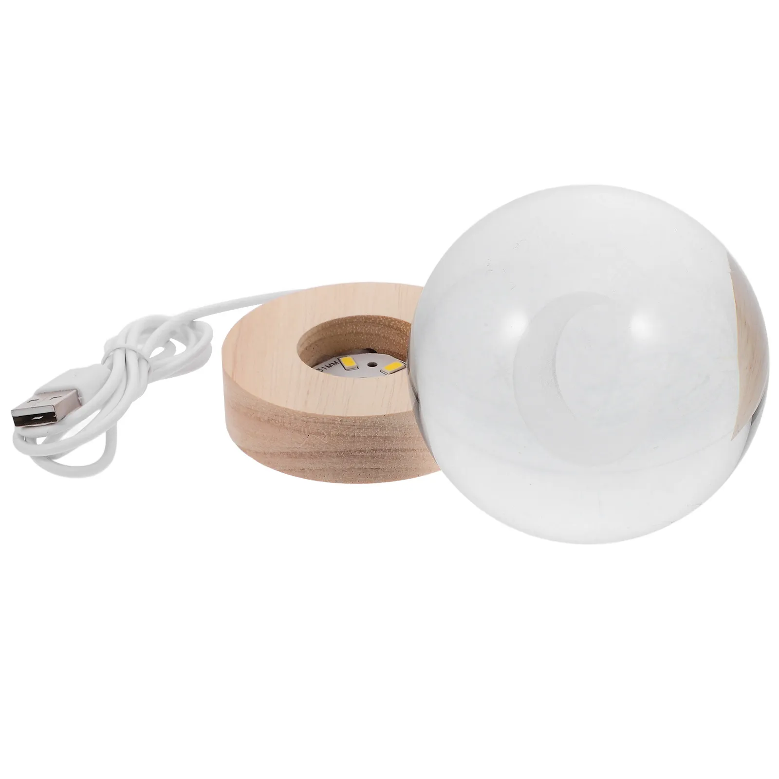 Moon Night Light Ball 3D Engraved Crystal Ball USB Powered Wooden Base Bedside Lamp Bedroom Decor LED Colorful Sphere Lamp Night