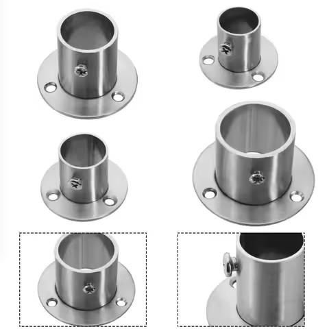 Stainless Steel Flange Bracket For Wardrobe Curtain Cloth Rod Seat Round Connection Tube 19 22 26 33 38 51mm Household Furniture
