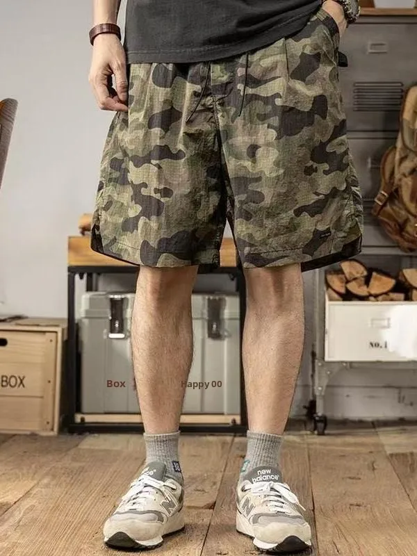 

Мужская камуфляжная свободная одежда в американском стиле ретро пять четвертей, универсальная повседневная рабочая одежда, летняя модная одежда больших размеров