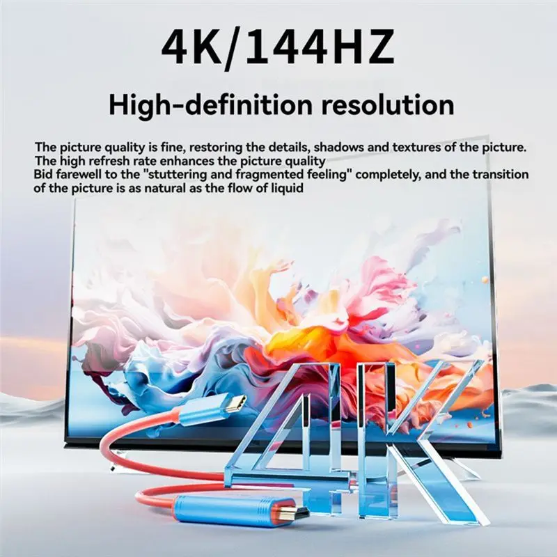 Aolion Games Accessories For Switch 2 4K 144HZ USB-C To HD Cable High-Speed TV& Laptop Connectivity Black-ABVP