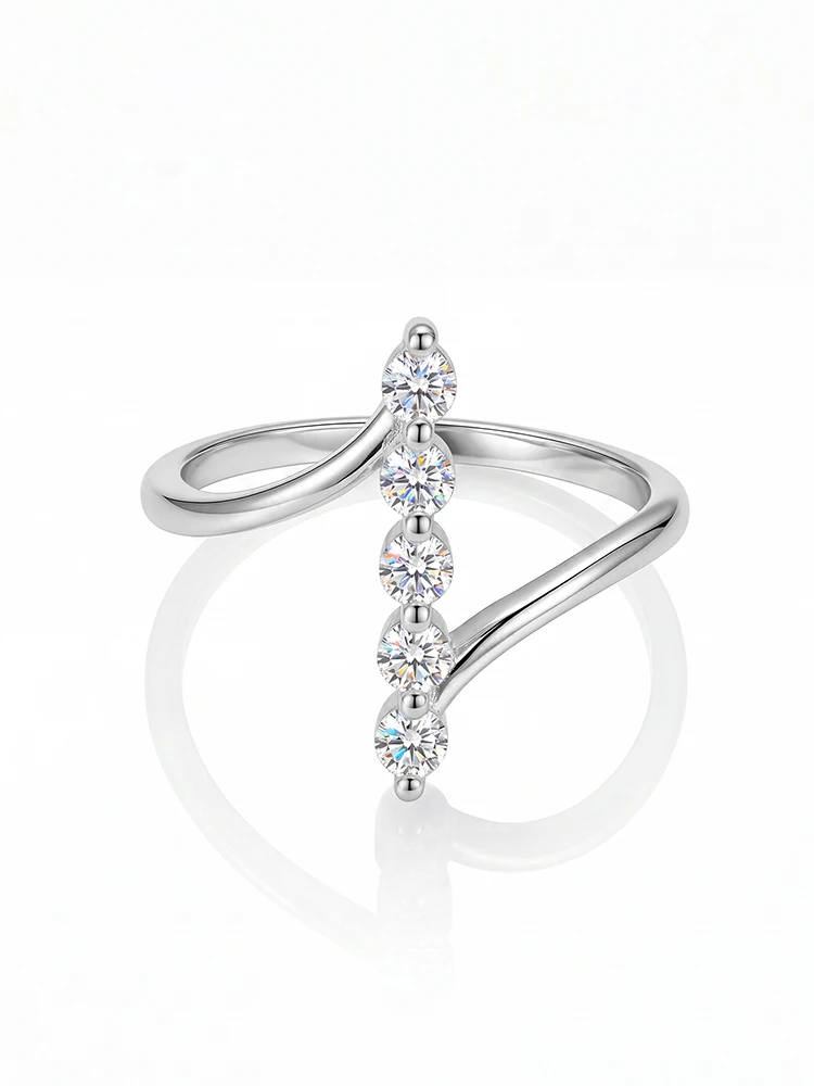 Echte Runde Moissanit-Diamant Verdrehte Eheringe für Frauen Jubiläum Hochwertiger Eleganter Schmuck – Detail 4