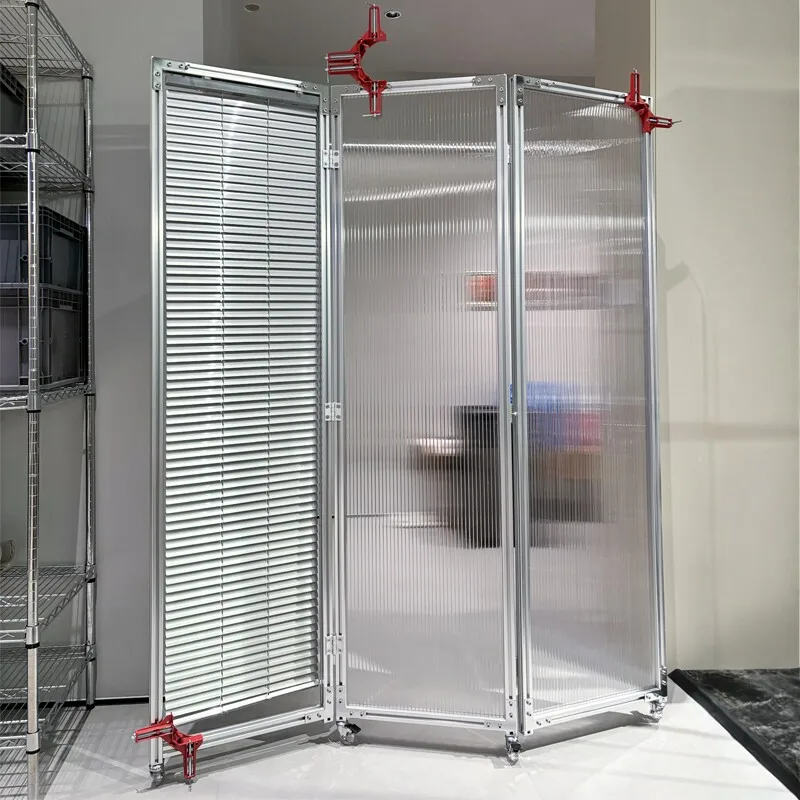 Industrial style Bauhaus aluminum profile folding screen translucent living room entrance decorative partition shutters