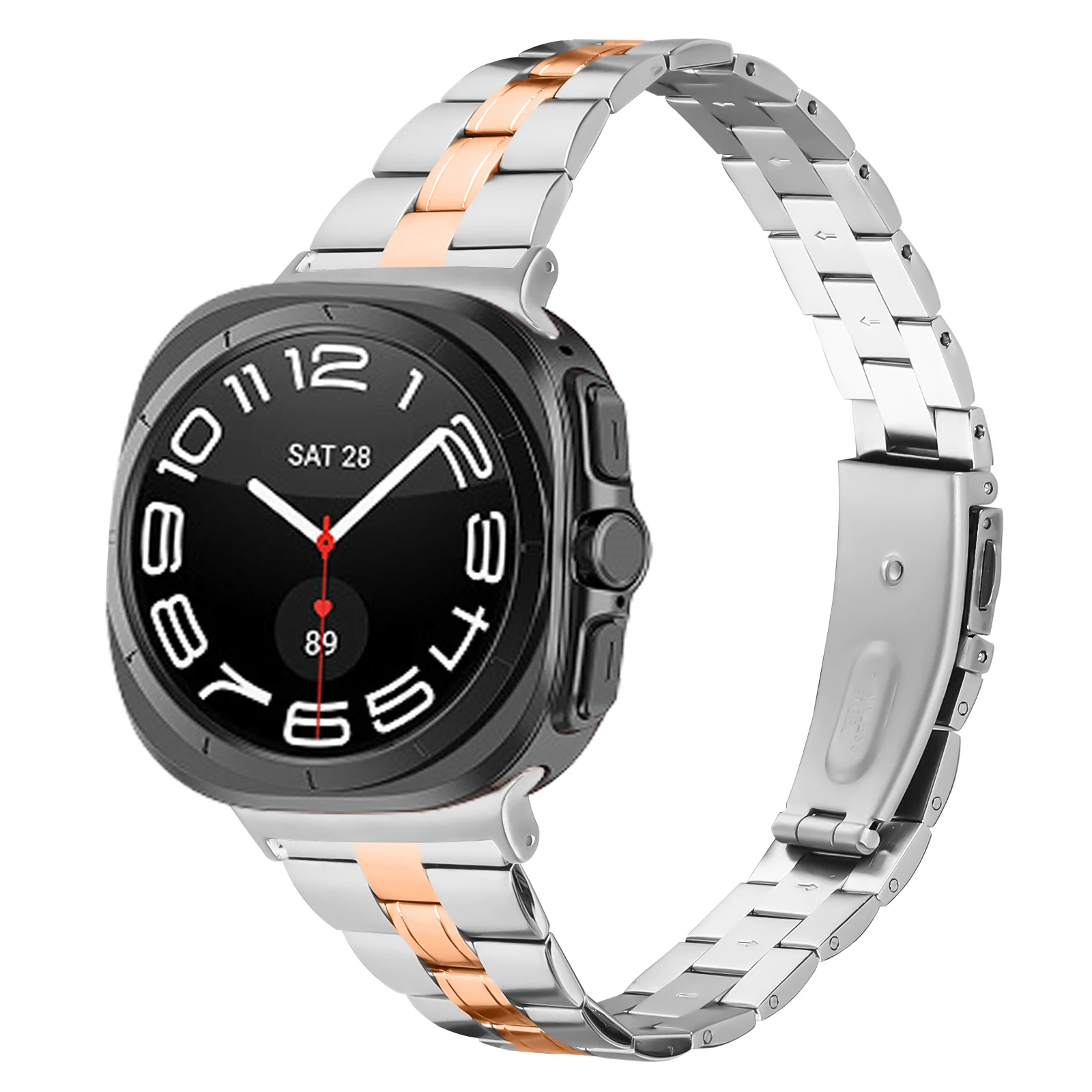 For Samsung galaxy watch 7 Ultra 47mm Strap Stainless Steel band Slim Three-beads Bracelet Correa for galaxy watch 7 Watchband