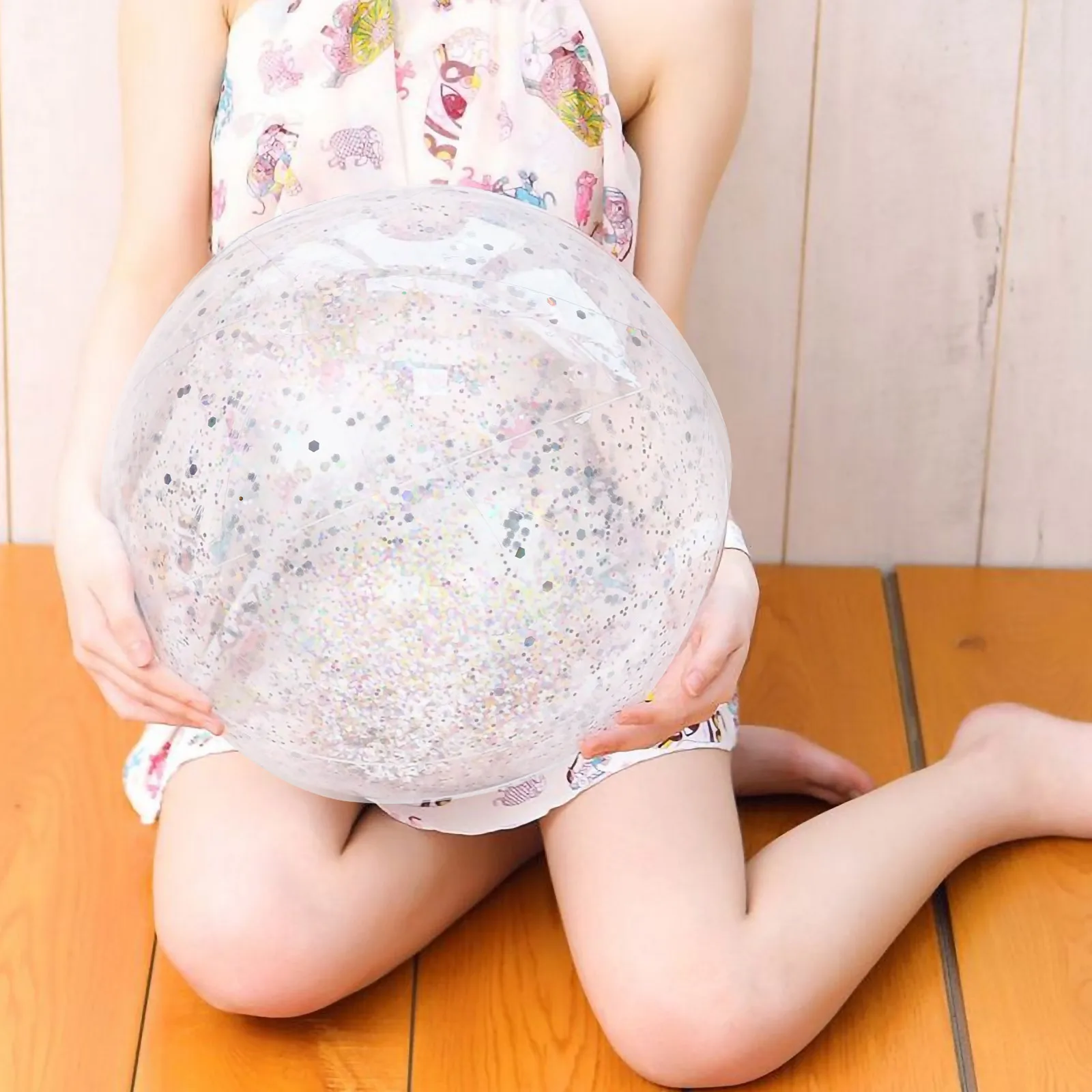 

3pcs Beach Ball PVC Sequin Inflatable Water Toy Easy to Carry Space Saving Bright Color Toy Ball for Beach Party