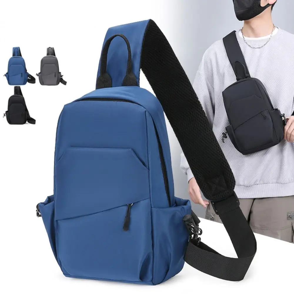 Bolsa de peito multifuncional para homens, grande capacidade, pano Oxford, bolsa de cintura, bolsa para celular unissex, preta, cinza, azul