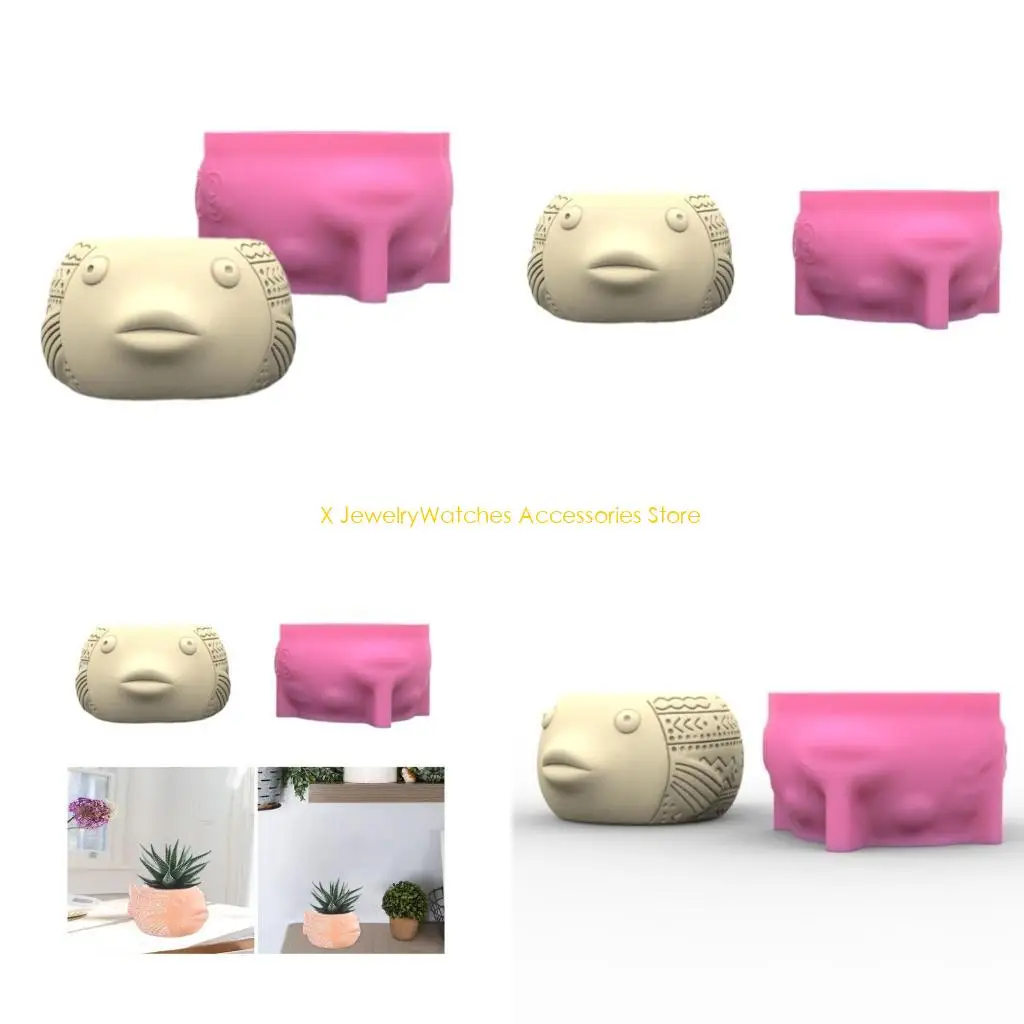 

31KD Silicone Vase Molds Flower Jar Mold Fish Unique Flowerpot Molds for Craft