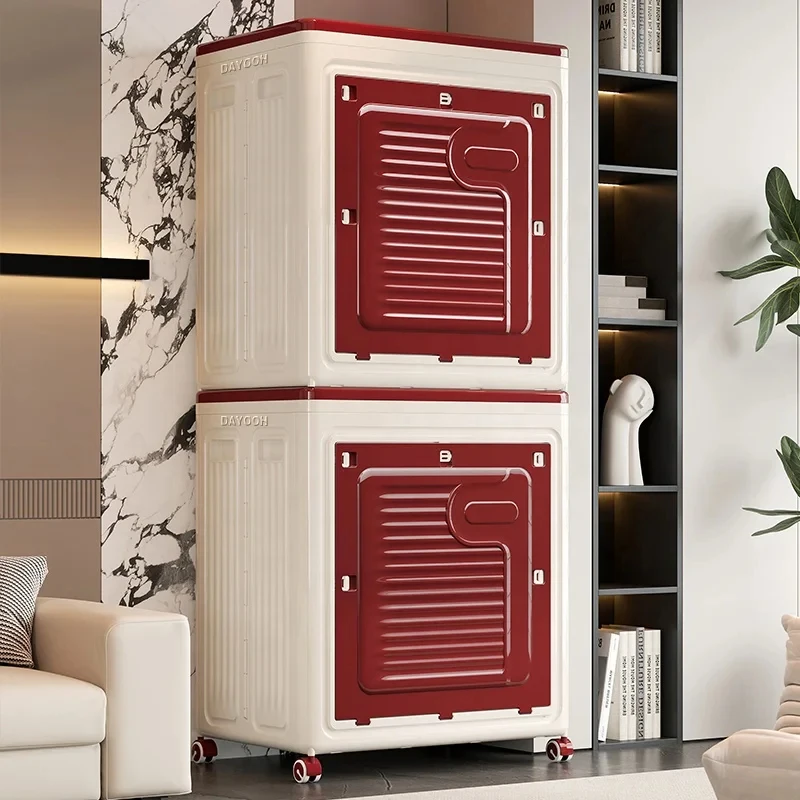 

DAYOOH Large Capacity Clothing Bedding Cabinet Bin Stackable Foldable Plastic Storage Box With Wheels