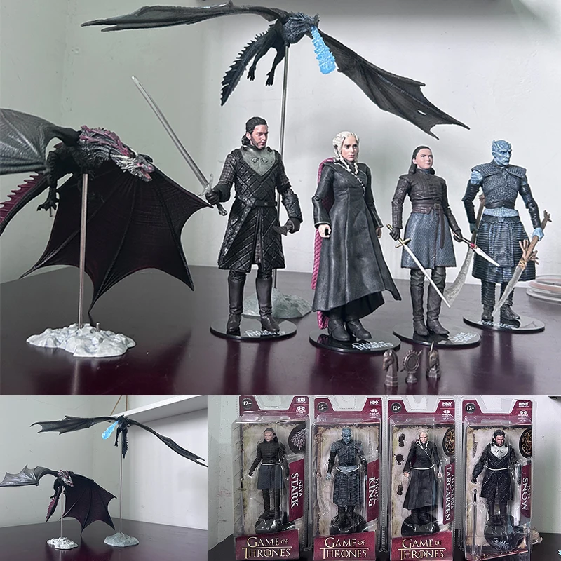 Figuras de acción de Jon Snow Night King, Daenerys, Targaryen, Frost, Wyrm, Viserion, dragón de hielo negro, rhagal, modelo de juguetes, decoración de escritorio